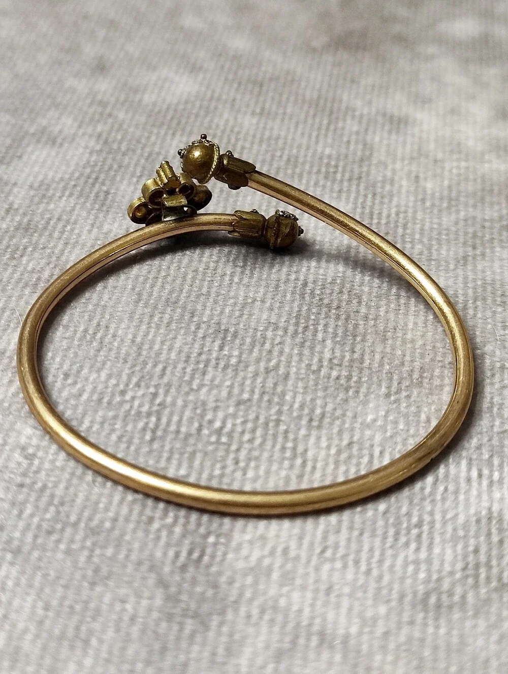 Pulled Pair of Gold Tone Goldtone Victorian Children's Classic Bracelets Vintage